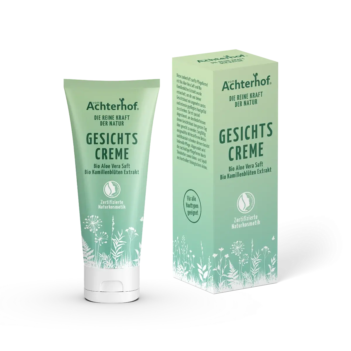 Face cream with organic aloe vera juice and organic chamomile flower