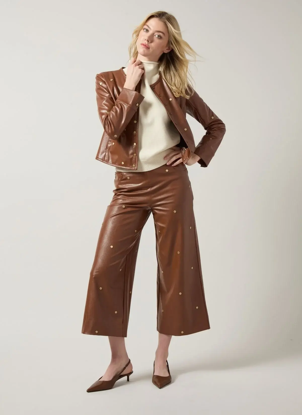 Luanne Studded Vegan Leather Palazzo