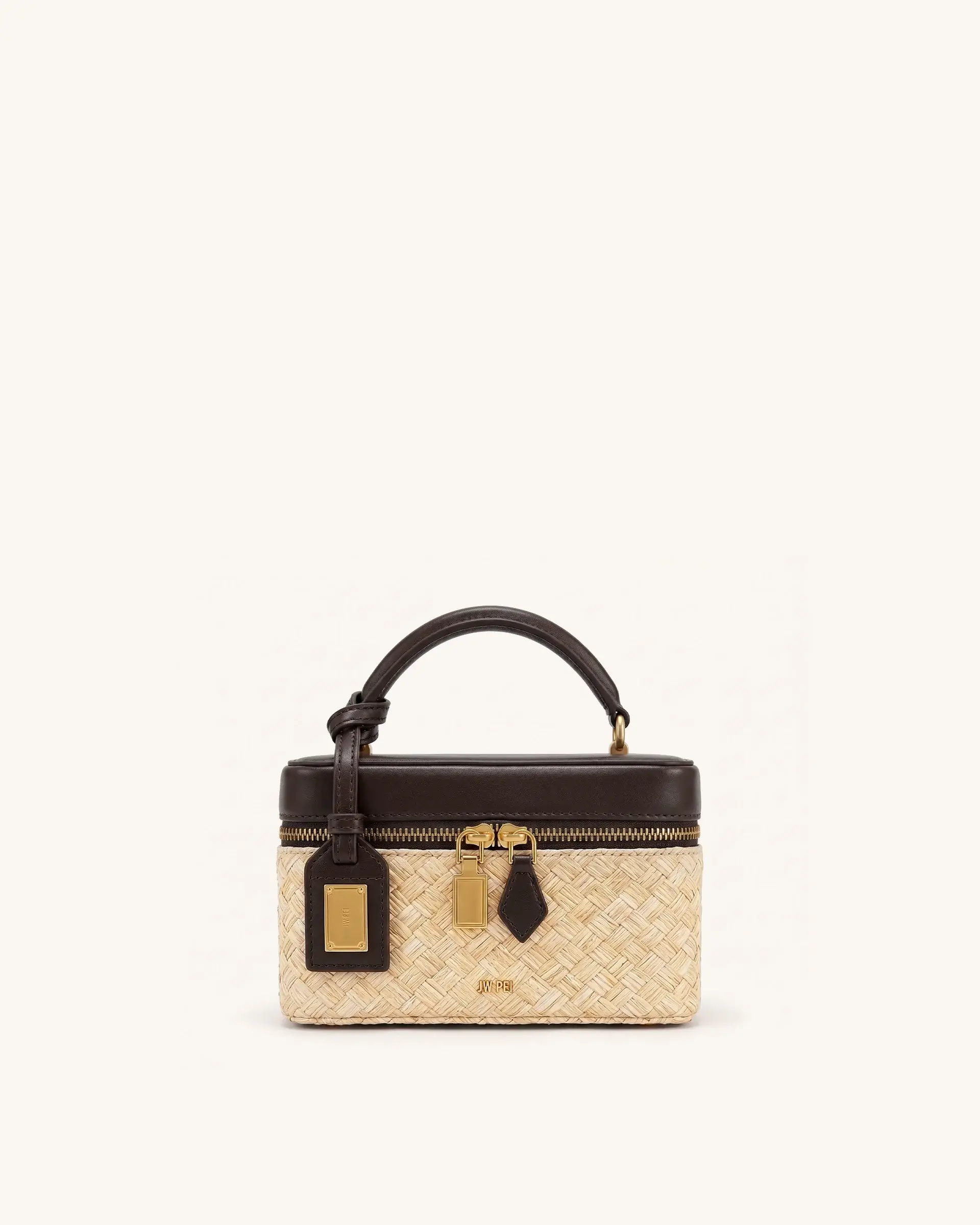 Cleo Faux Straw Box Shape Top Handle Bag