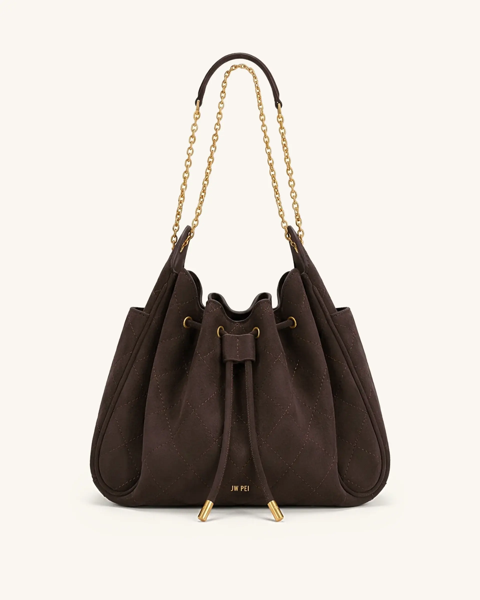 Rowan Faux Suede Quilted Chain Bucket Bag